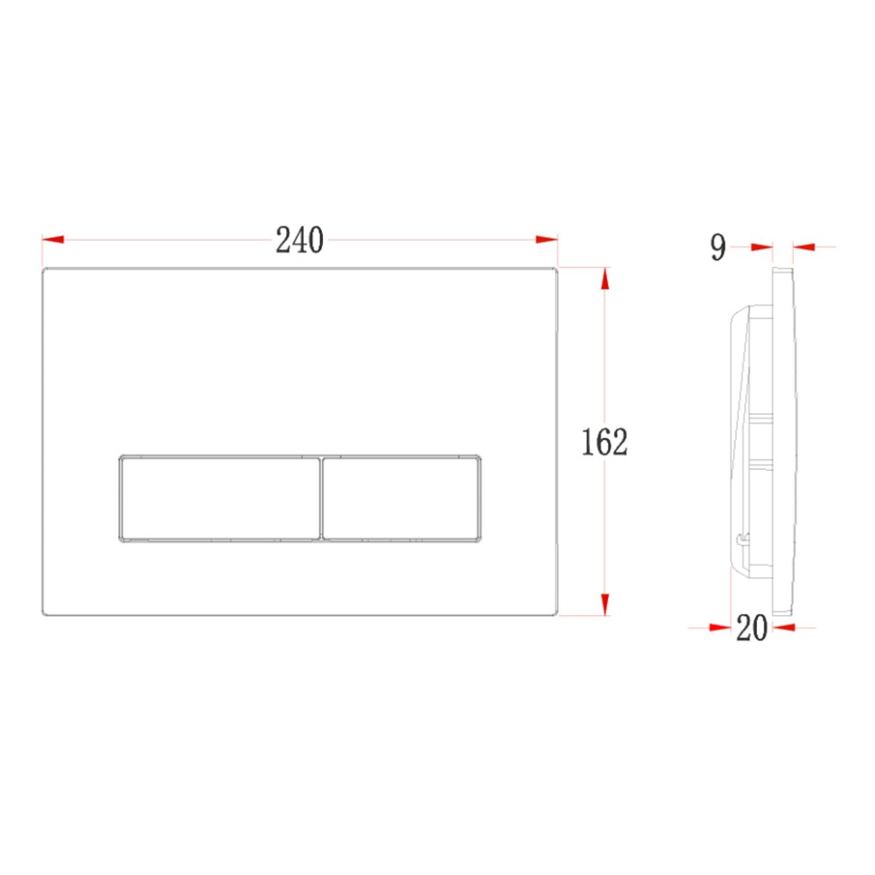Кнопка смыва Veconi FLUSH V1, FLV1-CM, 240х162х9, пластик, матовый