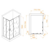 Душевой уголок RGW PA-246 (Прозрачное, 800x1200)