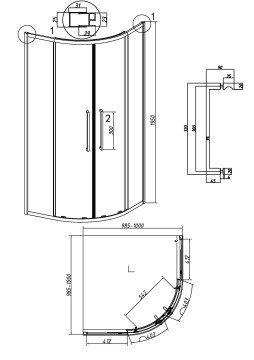 Душевое ограждение Grossman Cosmo 301.K33.02.1010.10.02 (100х100х195) четверть круга,раздвижная,хром,стекло шиншилла, 1 место