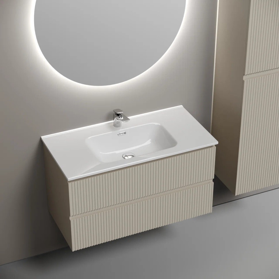 Тумба подвесная SANCOS Snob R 890х445х500, c двумя ящиками оснащенными доводчиками, Beige Soft , арт.SNR90CE