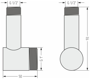 Уголок переходной (G 1" НР х G 1/2" НР)
