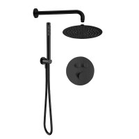 AQM8405MB Набор для комплектации душа с термостатом и регулировкой напора, черный матовый