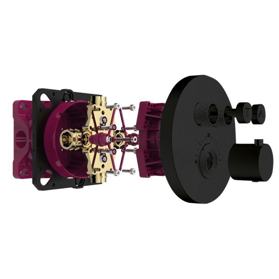 AQM8405MB Набор для комплектации душа с термостатом и регулировкой напора, черный матовый