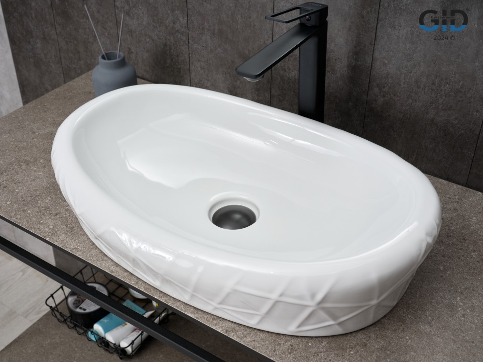 Раковина Gid 777s 51222 накладная белая 60x39x13.5