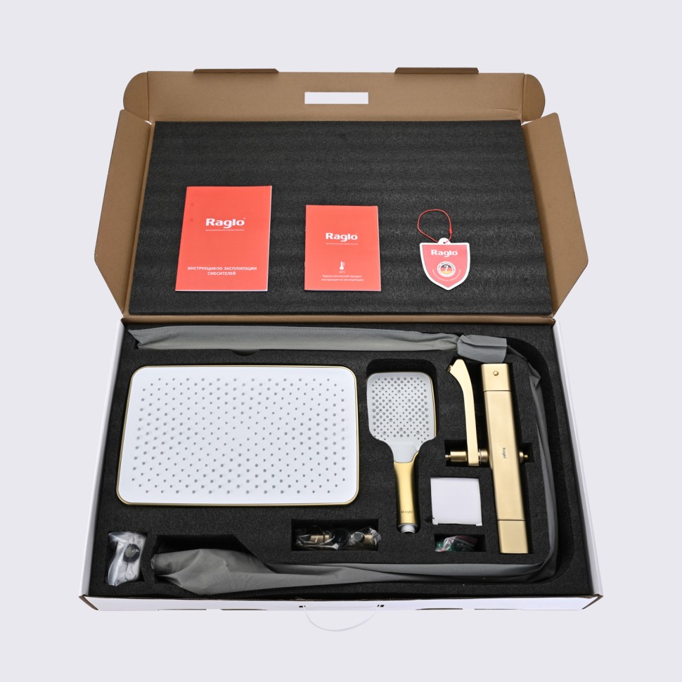 Душевая система Raglo с термостатом для ванны золотой сатин