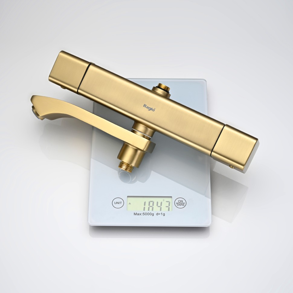 Душевая система Raglo с термостатом для ванны золотой сатин