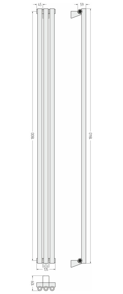 Эстет-0 1800х135 3 секции