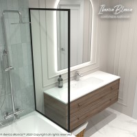 Шторка для ванны IBERICA BLANCA Mod.406 неподвижная прозрачное стекло/черный 70х140см (IB406.SB.140.70)
