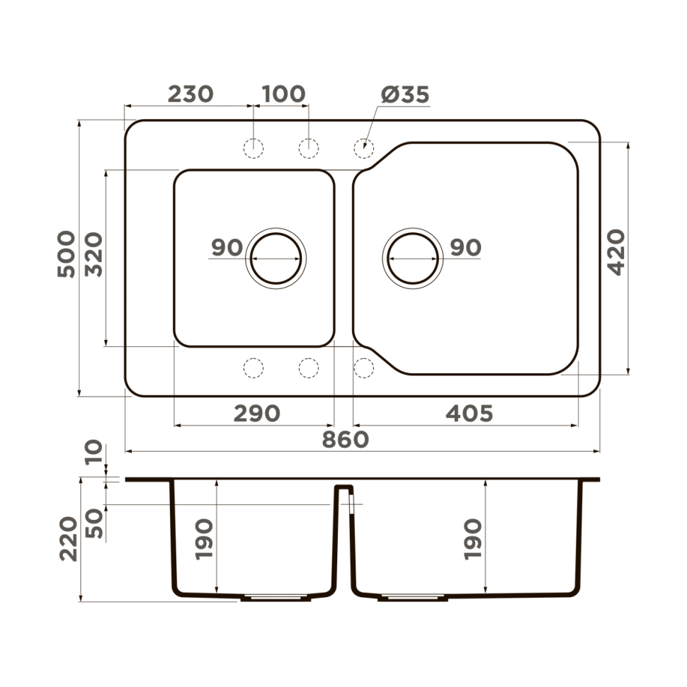 Кухонная мойка Omoikiri Maru 86-2-CH Tetogranit/шампань