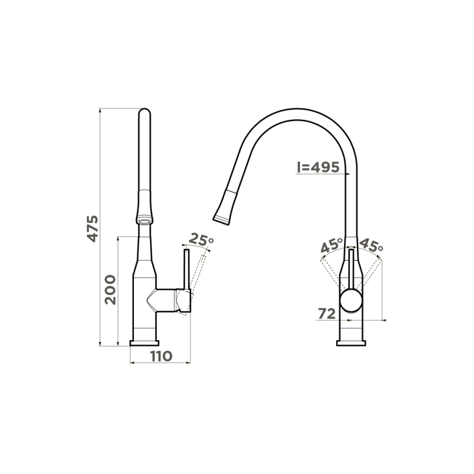 Смеситель для кухни Omoikiri Yatomi-BN-WH латунь/нержавеющая сталь/белый