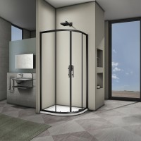 Душевой угол Veconi Rovigo RV-07B, 900x900x1900, черный, стекло прозрачное