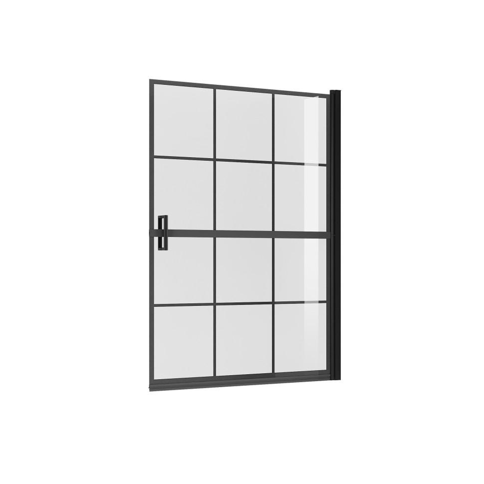 Шторка для ванны Niagara Nova NG-08-90BLACK (90х140) черный матовый,стекло прозрачное с рисунком,распашная,1 место
