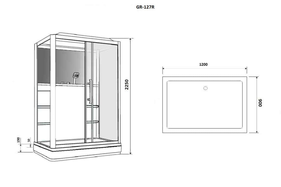 Душевая кабина Grossman Alba GR127R (90x120x225) дверь раздвижная,3 места