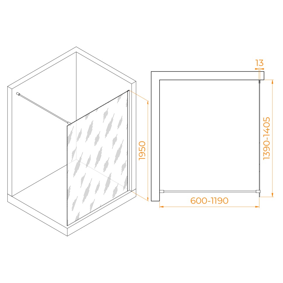 Душевая перегородка RGW WA-010B (Матовое-Сатинат, 1400)