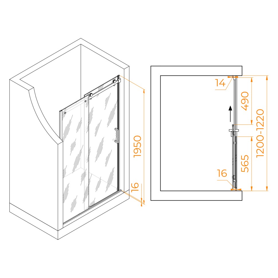 Душевая дверь RGW TO-14 (Прозрачное, 1200)