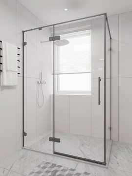 Боковая панель Veconi Premium Alassio SP GR, 900x2000, брашированный графит, стекло прозрачное осветленное