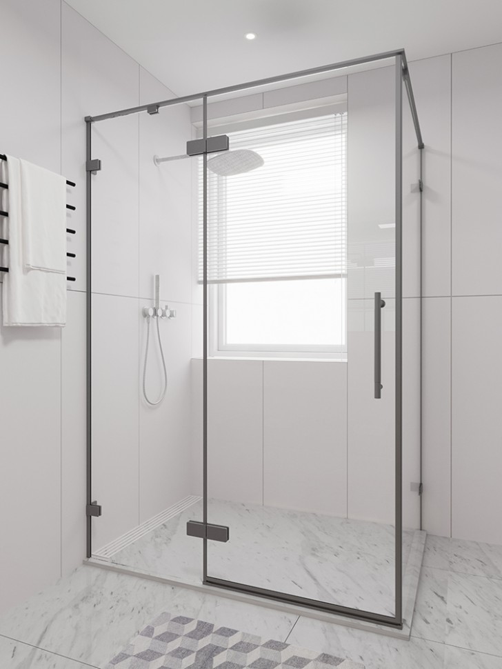 Боковая панель Veconi Premium Alassio SP GR, 900x2000, брашированный графит, стекло прозрачное осветленное