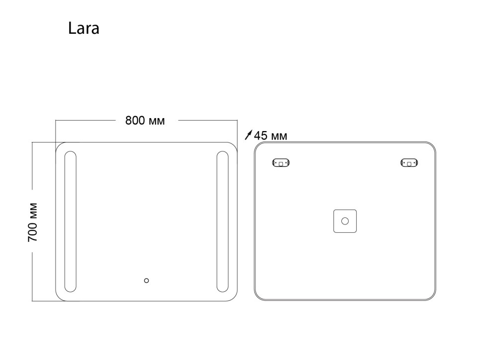 Зеркало LARA (800*700*45) LED с сенсорным выключателем и гравировкой