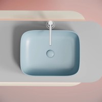 Умывальник чаша накладная прямоугольная (цвет Голубой Матовый) Element 505x380x150мм