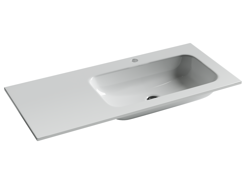 Раковина накладная мебельная Grace прямоугольная, 1010x457x137 мм, чаша справа, с отверстием под смеситель, цвет белый