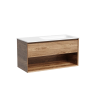 Тумба подвесная SANCOS Marmi 1.0 правая, 995х445х520, c одним ящиком оснащенным доводчиками скрытого монтажа и открытой нишей, дуб чарльстон, арт.MR1.0100RECH