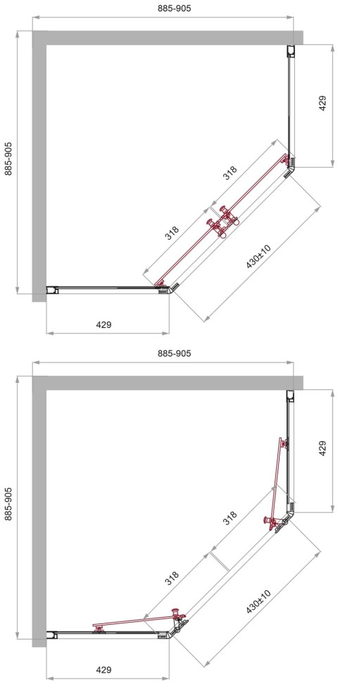Душевой уголок BelBagno UNO-195-P-2-90-C-Cr