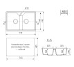 Кухонная мойка из искусственного камня Uperwood ECON UPD-402-001, прямоугольная, 2 чаши, белая матовая