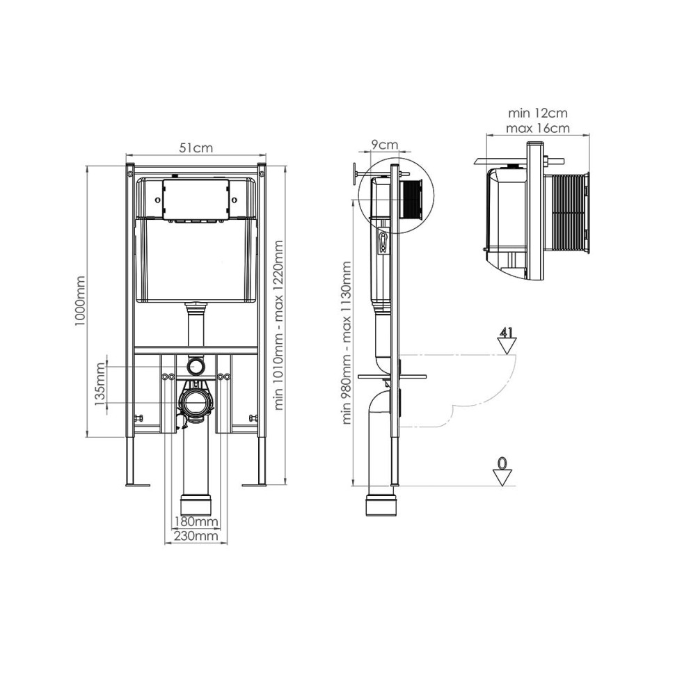 Инсталляция для подвесного унитаза Vincea VIS-450, 510*1000, цвет сине-белый