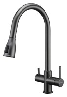 Смеситель для кухни Lange, вороненая сталь, La214212-GM, Paulmark