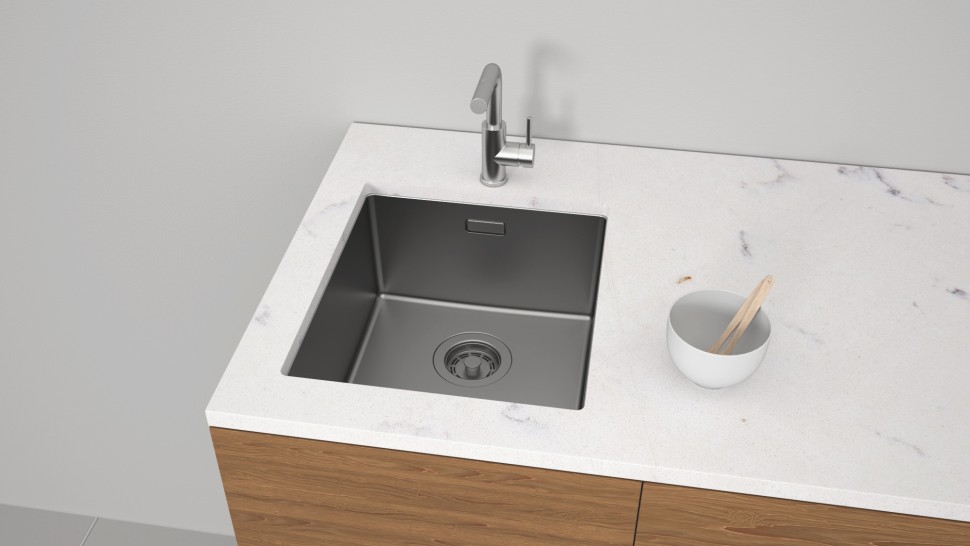 Мойка YUNI 39 UNI, нерж. сталь, YU39-GM, вороненая сталь, 390х440мм, Paulmark