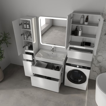 Тумба напольная STYLELINE "Атлантика 80", Люкс Плюс белый глянец под раковину Атлантика 80