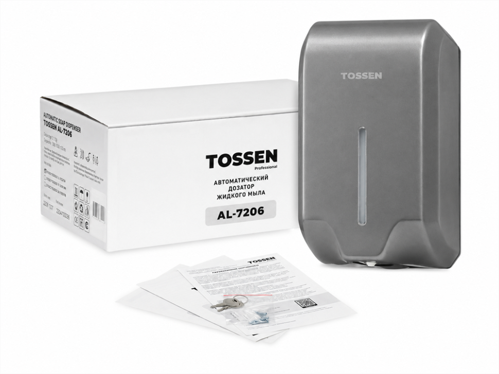 TOSSEN AL-6215 MS - сенсорный дозатор для мыла/дезинфицирующих средств (капля) (коллекция «Благородный графит»)