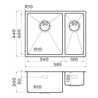 Кухонная мойка Omoikiri Taki 58-2-U/IF-L-IN нерж. сталь/нержавеющая сталь