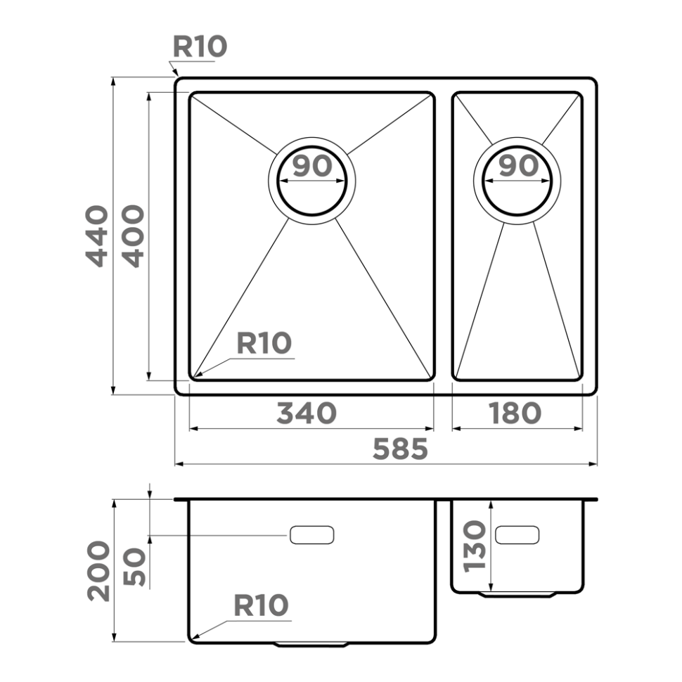 Кухонная мойка Omoikiri Taki 58-2-U/IF-L-IN нерж. сталь/нержавеющая сталь