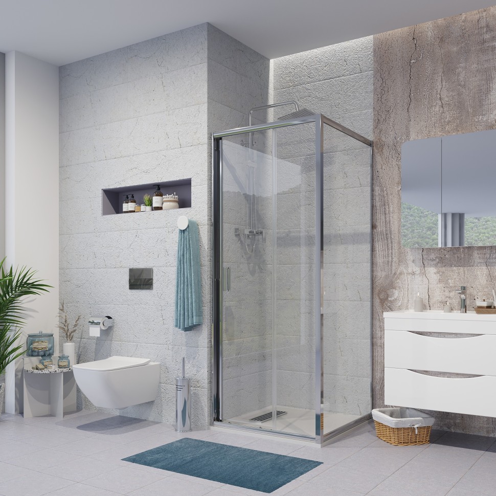 Боковая стенка Niagara Nova NG-A80 (80х195) хром,стекло прозрачное,1 место