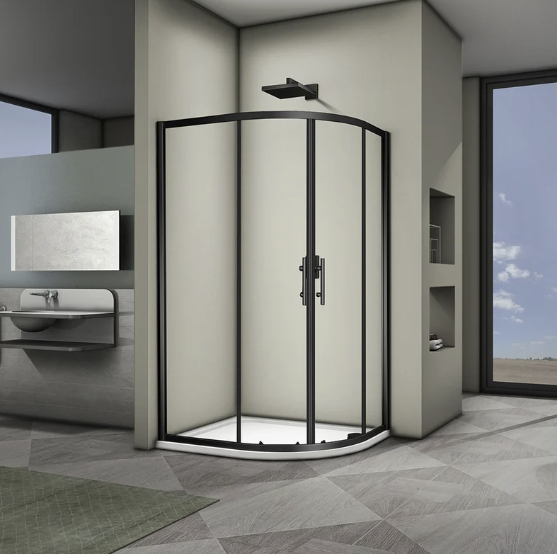 Душевой угол Veconi Rovigo RV-08B, 1000x800x1900, черный, стекло прозрачное