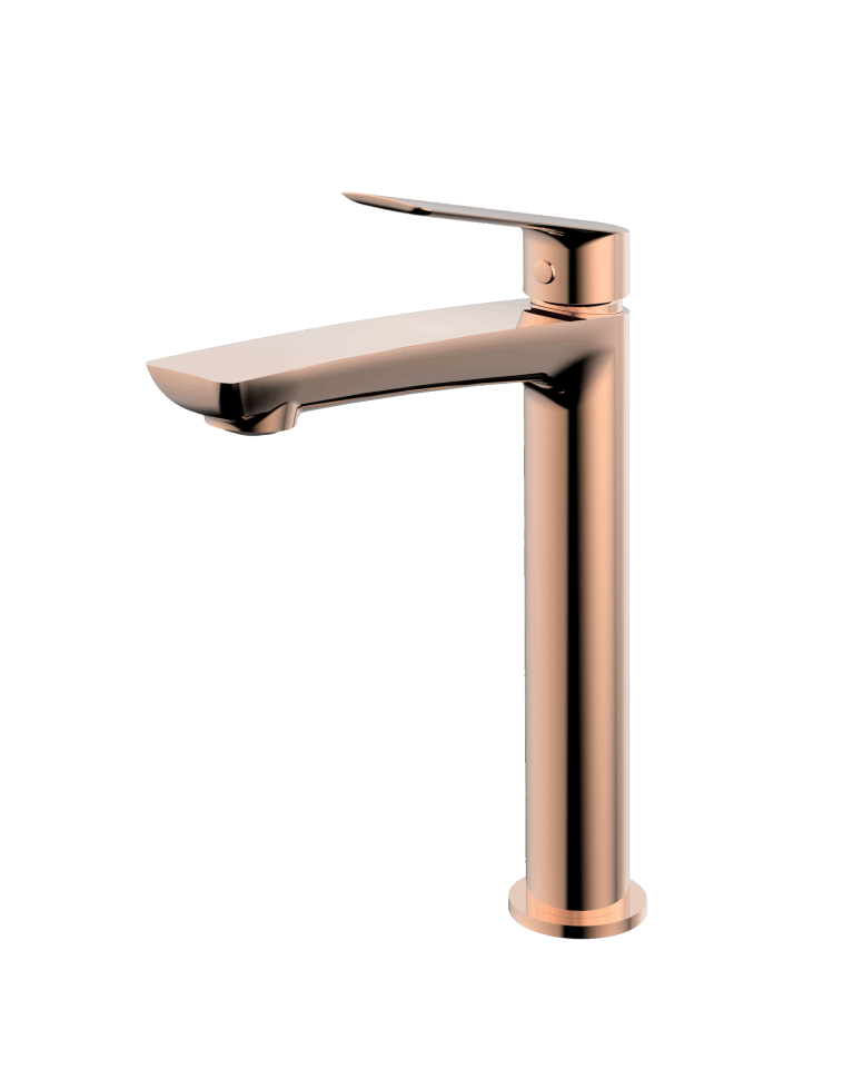 Смеситель для раковины Demm SLEEK, однорычажный, с донным клапаном, высокий корпус, розовое золото