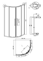 Душевое ограждение Grossman Cosmo 301.K33.02.9090.21.02 (90х90х195) четверть круга,раздвижная,черный матовый,стекло шиншилла, 1 место