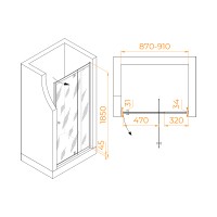 Душевая дверь RGW PA-02 NEW (Прозрачное, 900)