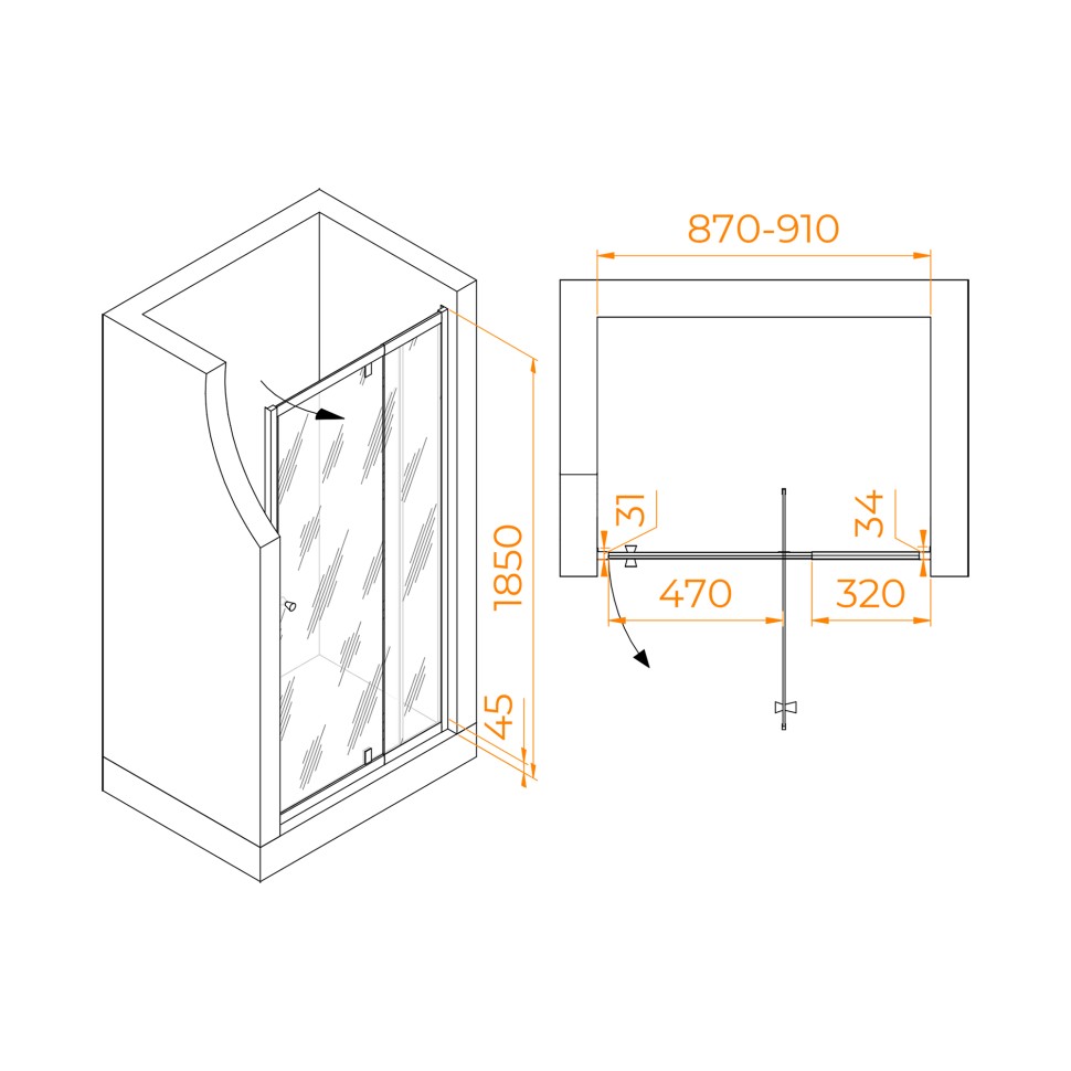 Душевая дверь RGW PA-02 NEW (Прозрачное, 900)
