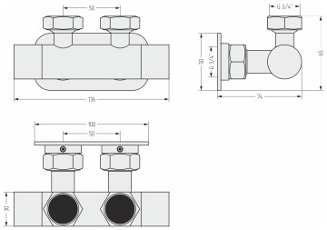 Вентиль угловой EU50 (2 х G 3/4" НГ х G 3/4" НГ)