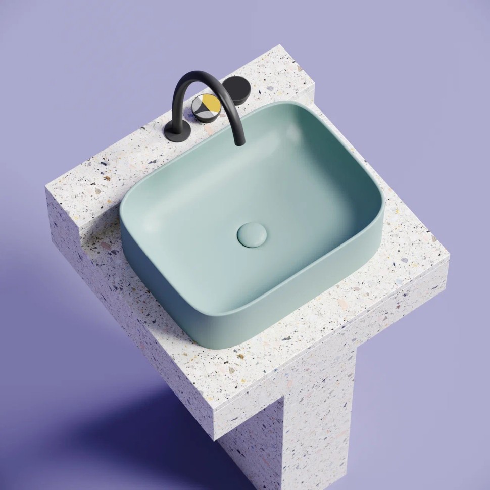 Умывальник чаша накладная прямоугольная (цвет Зеленый Матовый) Element 505x380x150мм