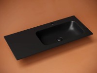 Раковина накладная мебельная Grace прямоугольная , с отверстием под смеситель 1010x457x137 мм, чаша справа, цвет черный матовый, арт. CN7015MB