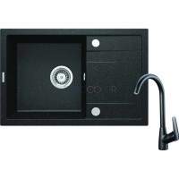 Гранитная мойка со смесителем, 1-чаша с осушкой