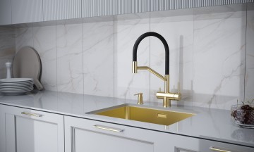 Смеситель для кухни RUBERT, светлое золото, Ru213175-LG, Paulmark