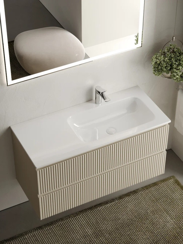 Тумба подвесная SANCOS Snob R правая 995х445х500, c двумя ящиками оснащенными доводчиками, Beige Soft , арт.SNR100RCE