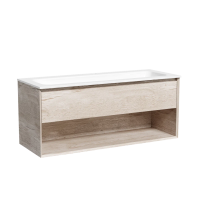 Тумба подвесная SANCOS Marmi 1.0 1195х445х520 c одним ящиком оснащенным доводчиками скрытого монтажа и открытой нишей, дуб галифакс натуральный, арт. MR1.0120EG