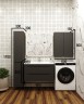 Тумба подвесная STYLE LINE "Бергамо мини 90" (2 ящ.) Люкс антискрейтч черный, PLUS с раковиной Каре Люкс МИНИ 900х350