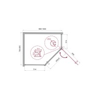 Душевой уголок BelBagno UNO-195-PH-1-100/80-C-Cr