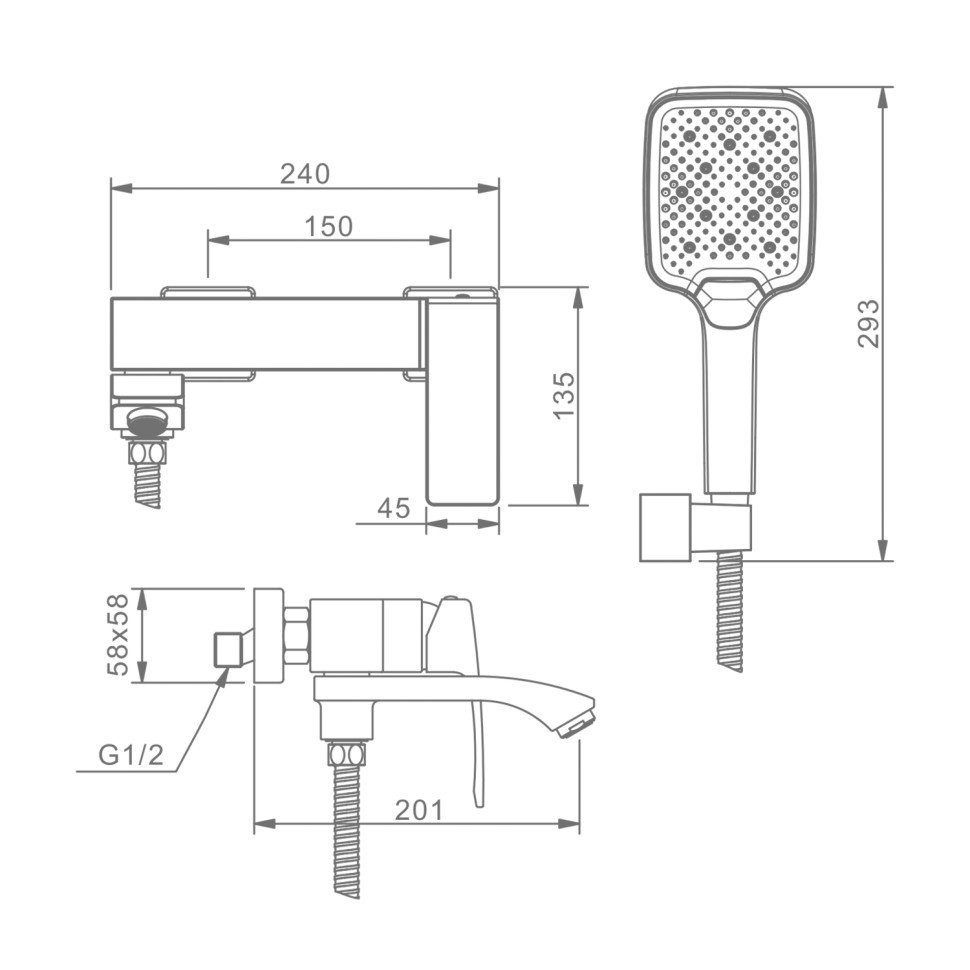 Смеситель Raglo для ванны и душа золотой сатин